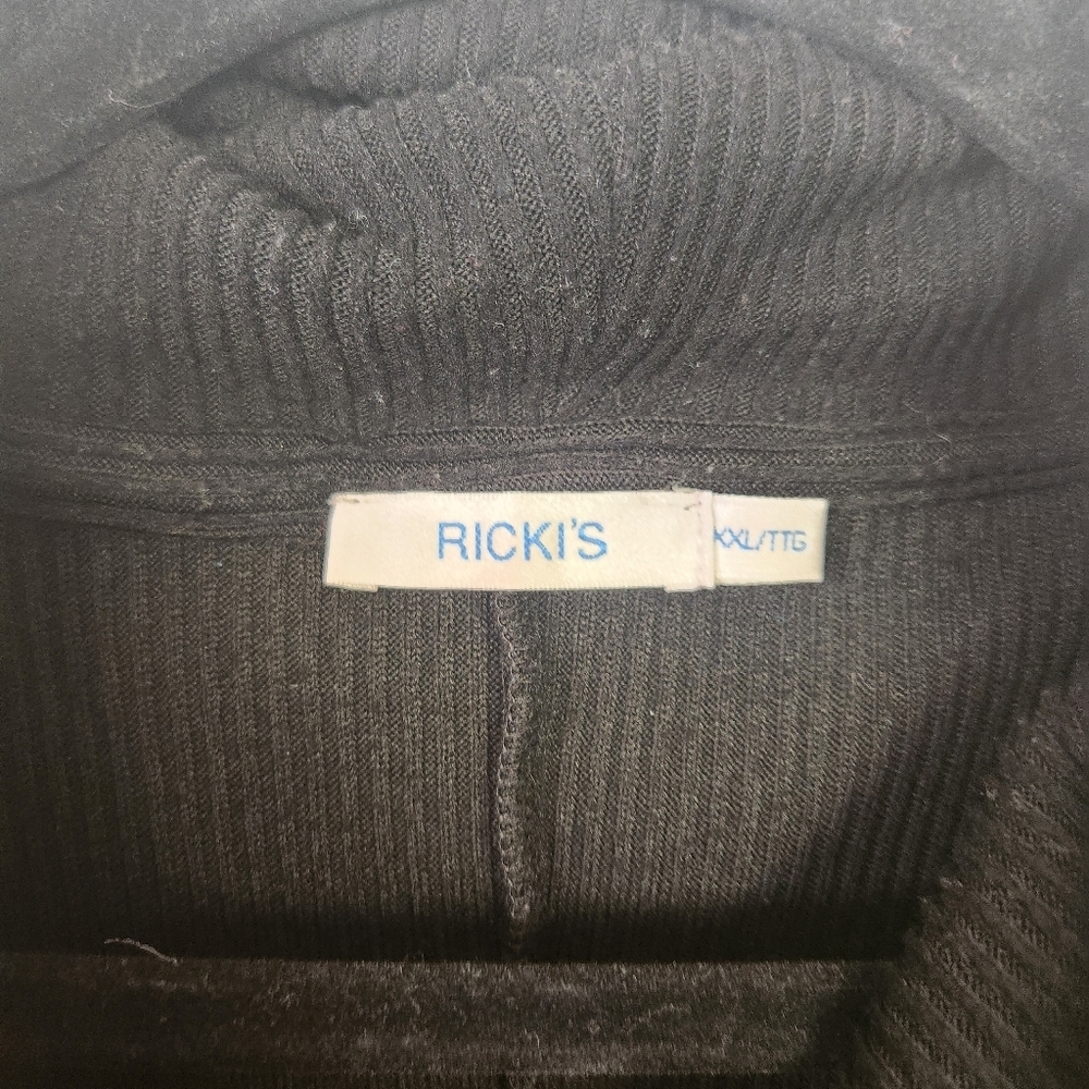Rickis Black Cowl Neck Ribbed Plush Sweater Size XXL Loungewear Casual - Picture 6 of 9